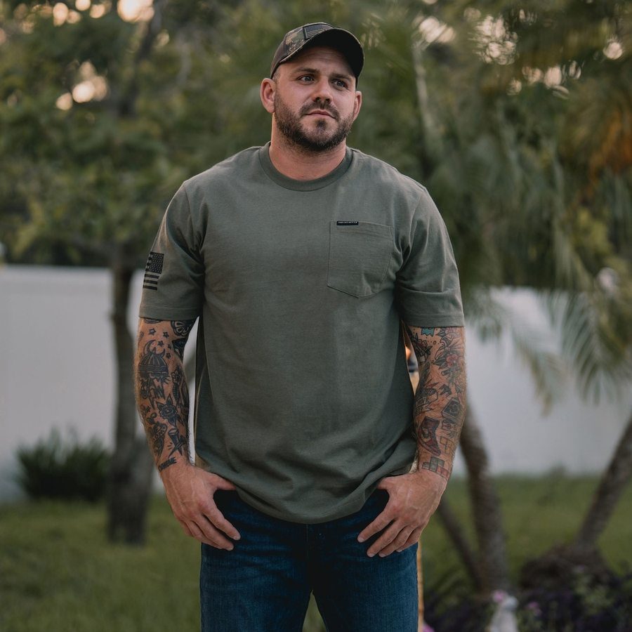 Grunt Style Tshirt - Basic Heavyweight Pocket T-Shirt - Military Green 