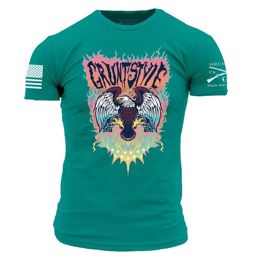 Grunt Style Tshirt - Electric Eagle T-Shirt - Heather Aqua 