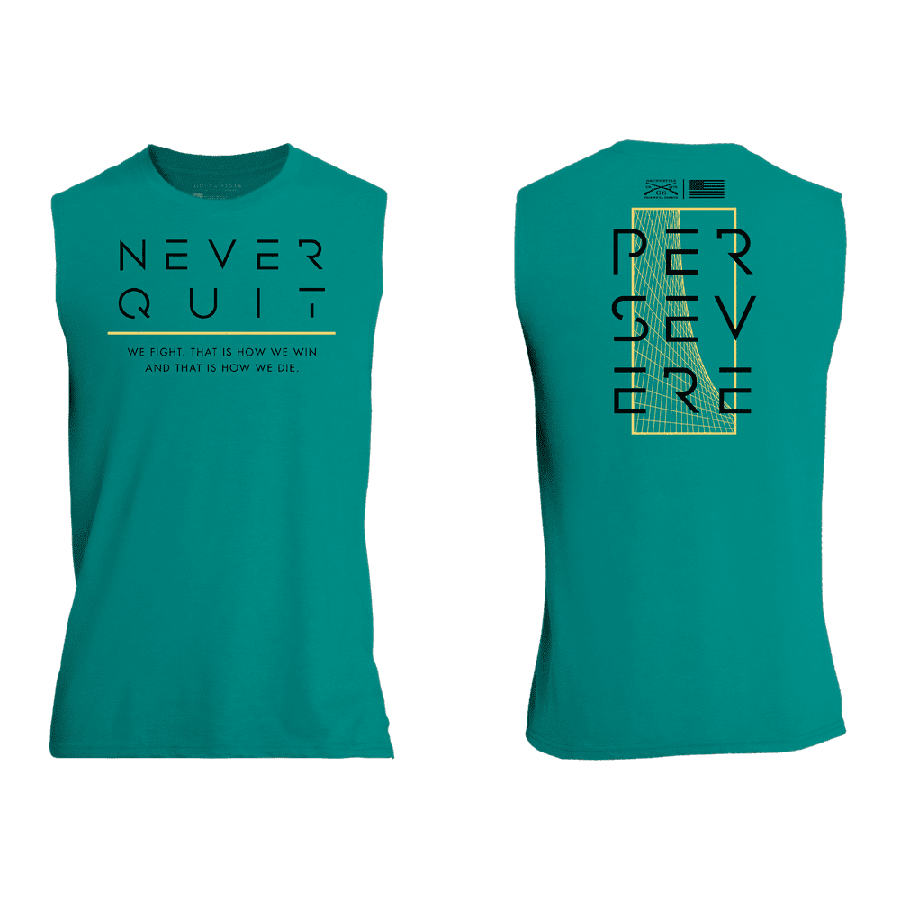 Grunt Style Tshirt - Never Quit Muscle Tank - Heather Aqua 