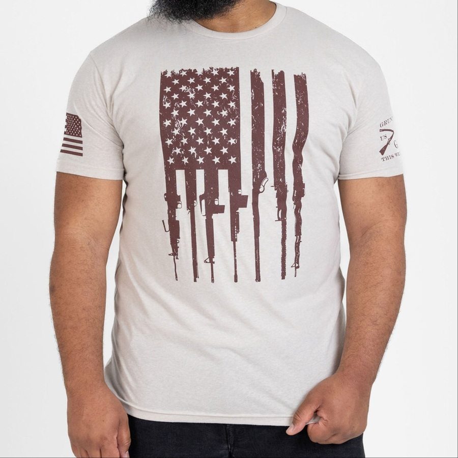 Grunt Style Tshirt - Rifle Flag T-Shirt - Sand 