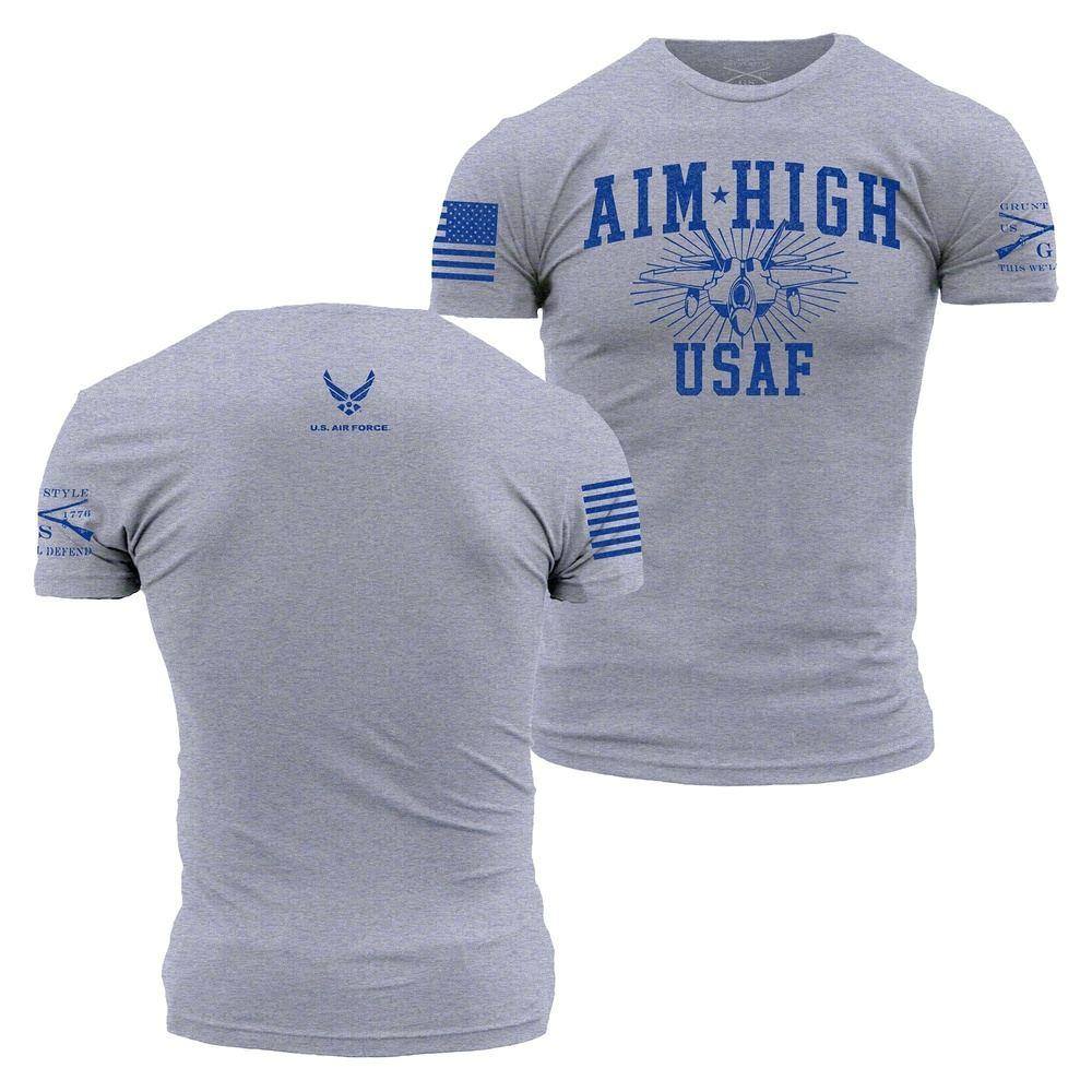 Grunt Style Tshirt - USAF - Aim High U.S.A.F. T-Shirt - Athletic Heather 