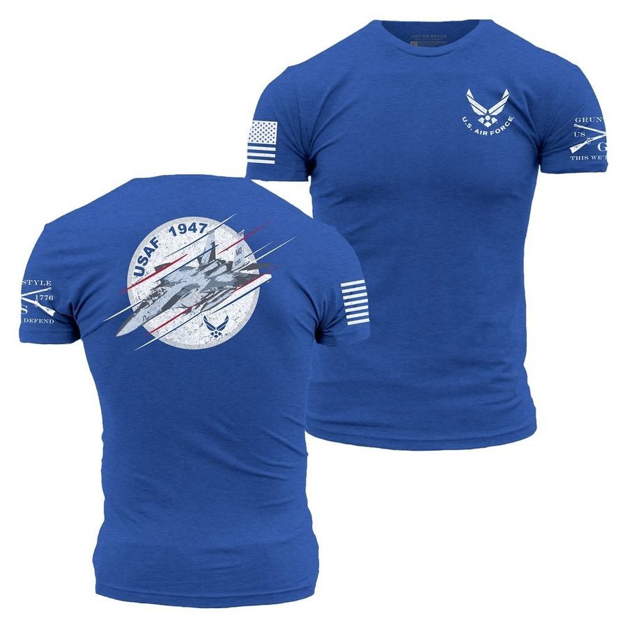 Grunt Style Tshirt - USAF - F-15 Fury T-Shirt - Royal 