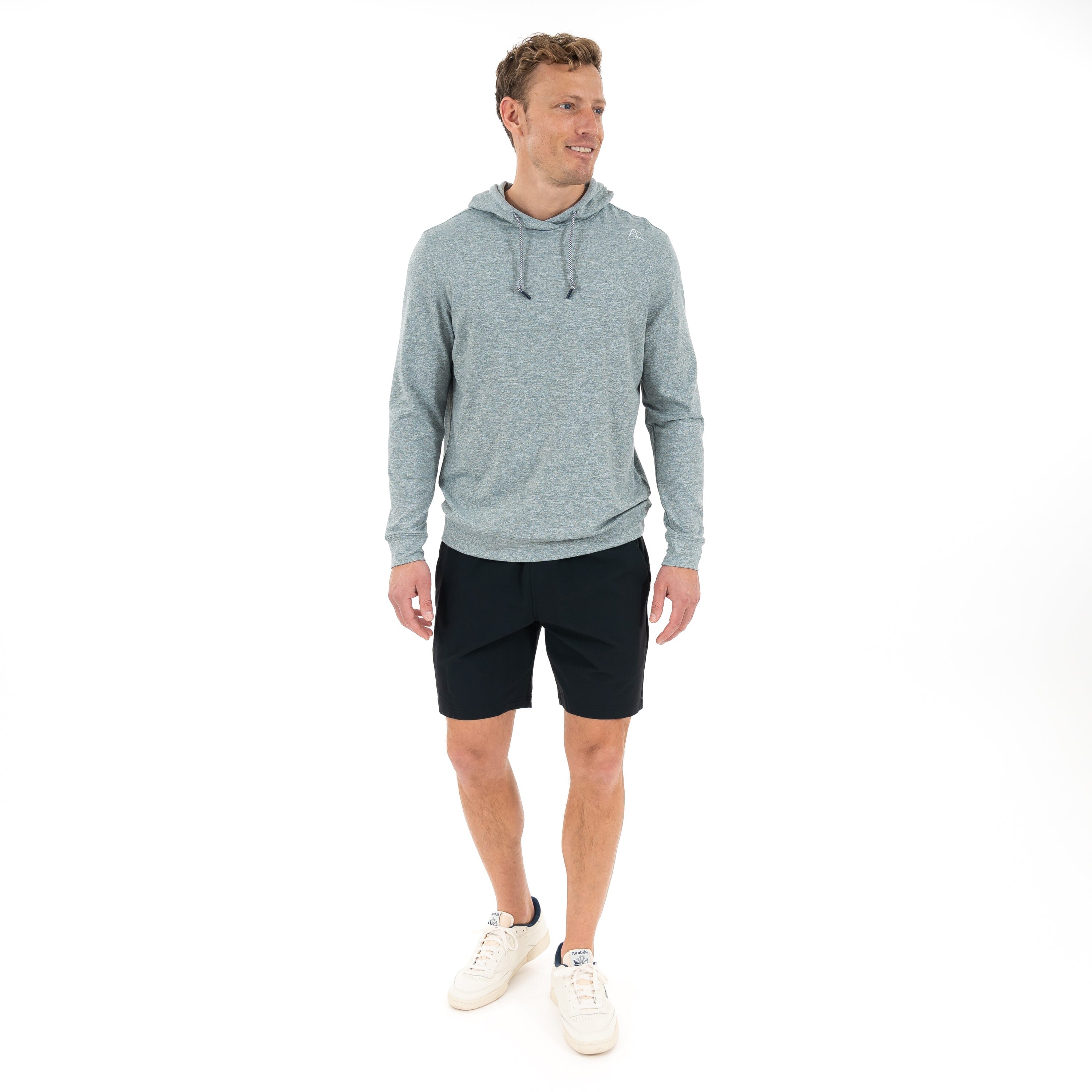 Rhoback Hoodie - Hesi Performance Hoodie | Heather - Jungle Green/White