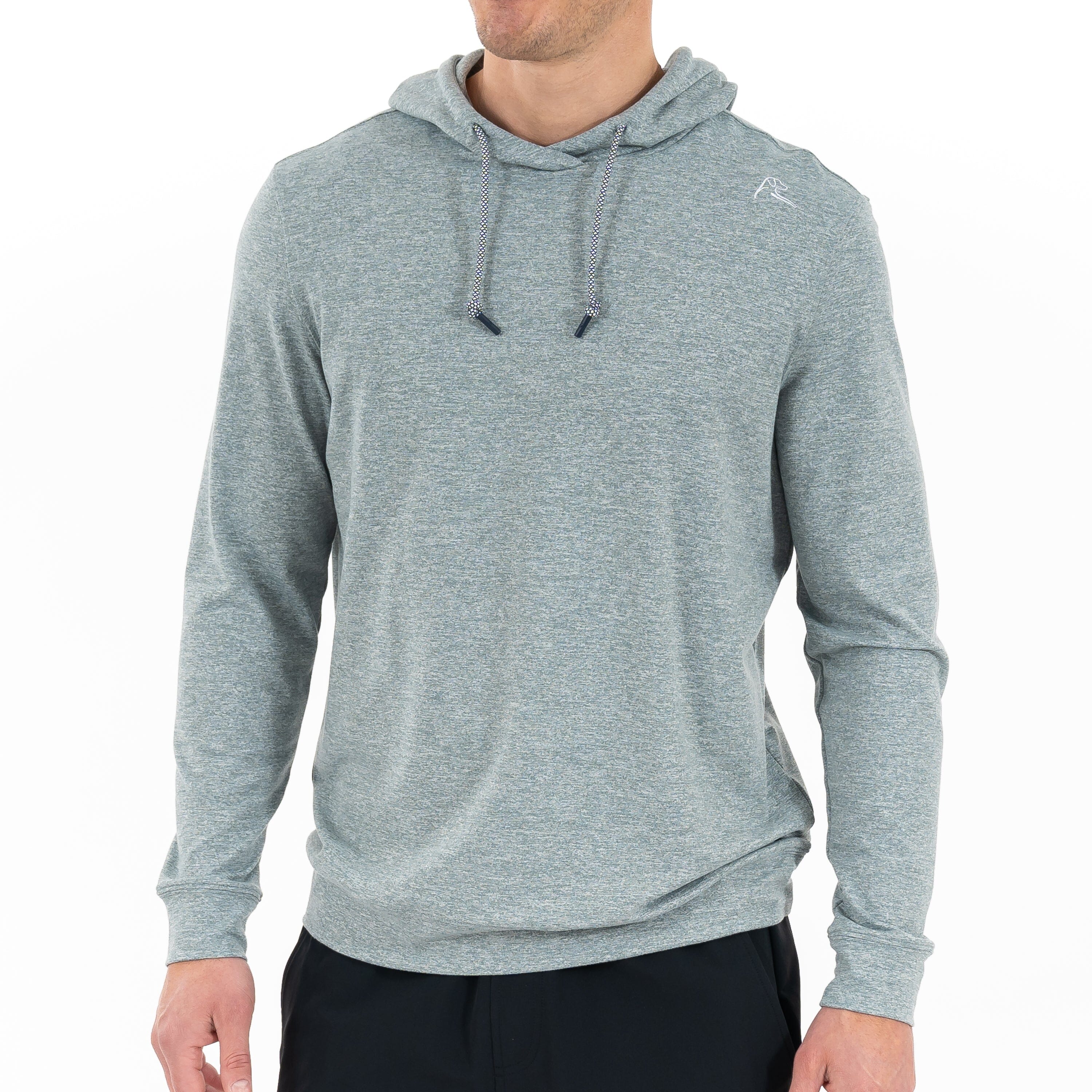 Rhoback Hoodie - Hesi Performance Hoodie | Heather - Jungle Green/White