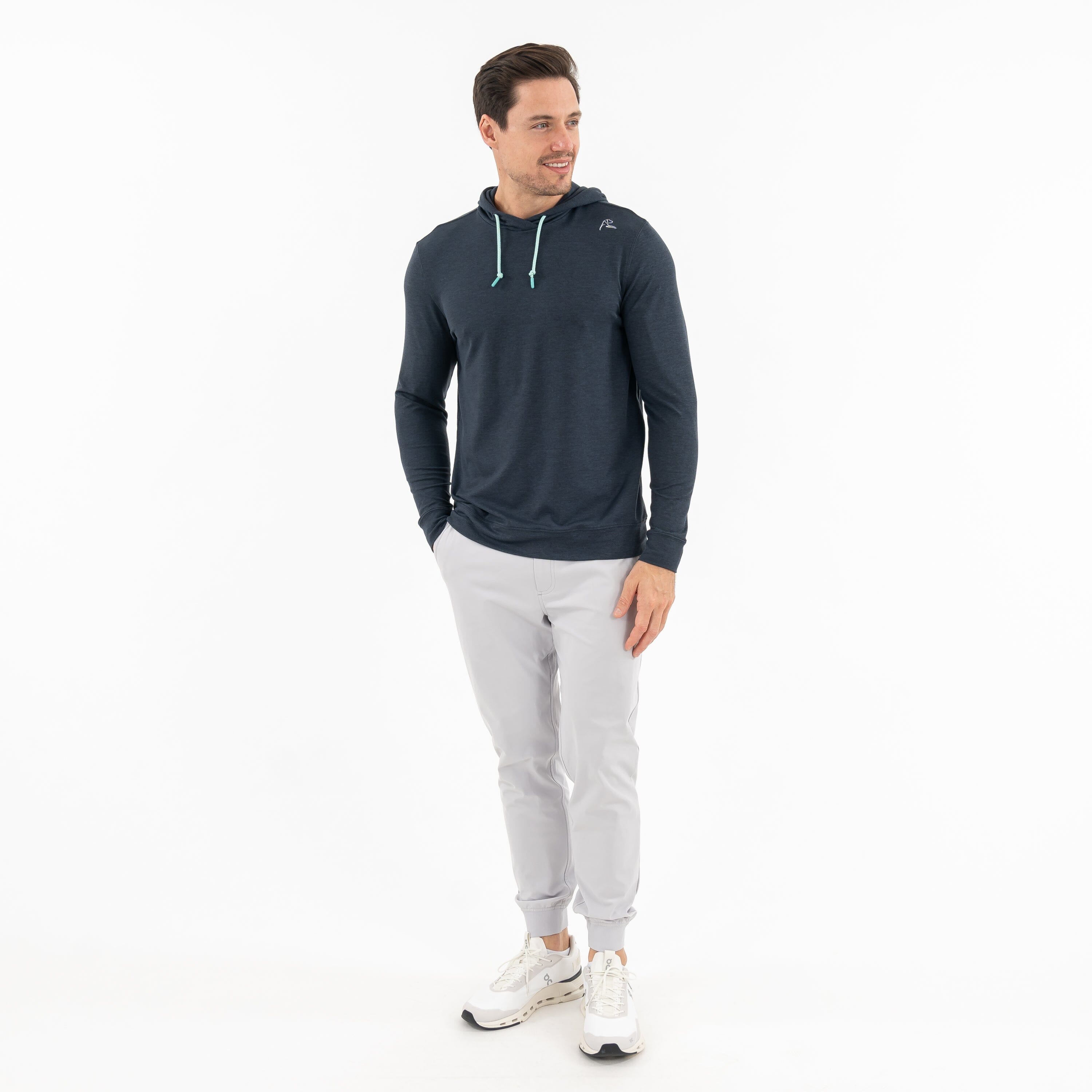 Rhoback Hoodie - Hesi Performance Hoodie | Heather - Postgame Grey/Midnight Black