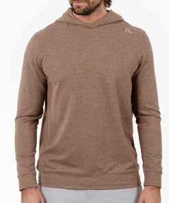 Rhoback Hoodie - Hesi Performance Hoodie | Herringbone Jacquard - Saddle Brown/White 